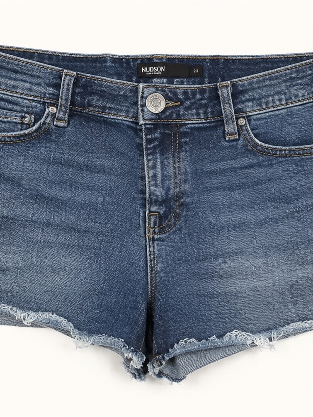 Hudson Jeans Medium Blue Frayed Hem Denim Shorts
